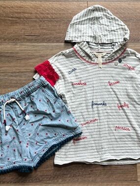 Matilda Jane Shorts and Striped Hoodie Set Girls sizes 8/10